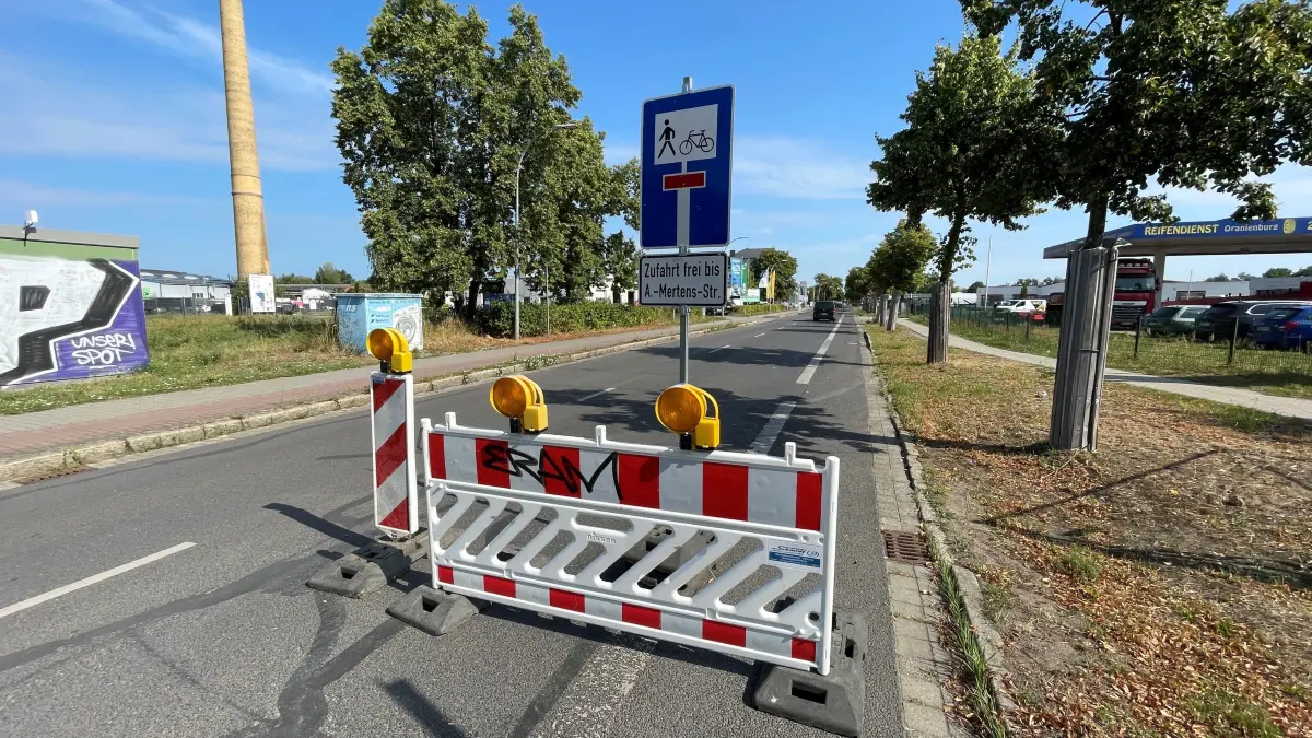 Sperrung in Oranienburg, Sachsenhausener Straße Chausseestraße, Vollsprerung vom 31.07. bis 5.08.2026
