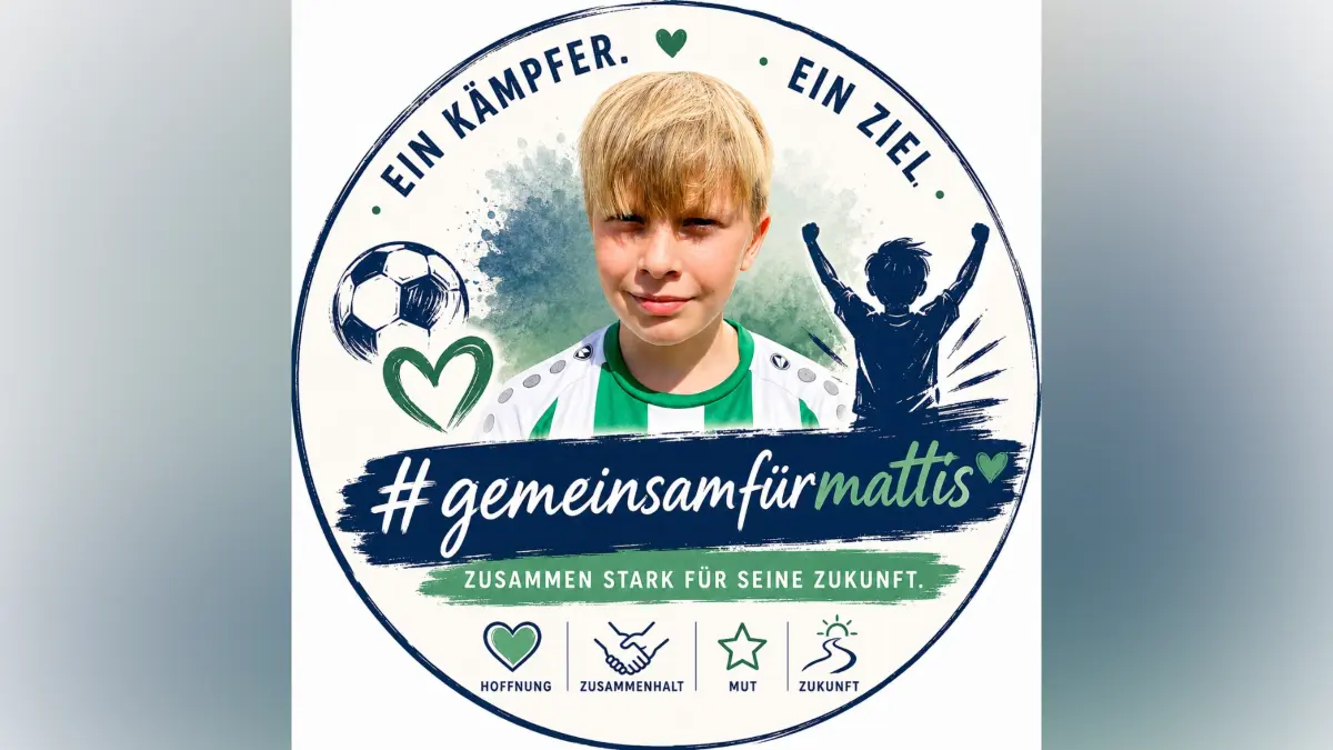 Gemeinsam für Mattis, Spendenaktion für Mattis (12) aus Mühlenbeck, der nach einer Salmonellen-Sepsis beide Hände und Füße verloren hat, Logo für die Aktion auf Gofundme