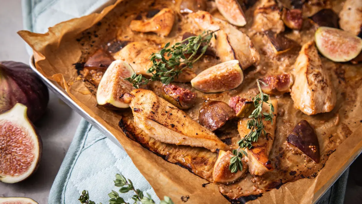Honig-Hähnchen mit Feigen vom Blech