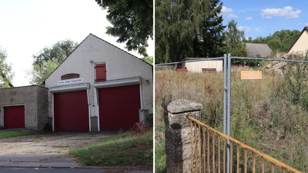 Feuerwehr Batzlow: Die Zustände in der alten Garage sind kaum mehr hinnehmbar. Am geplanten Standort für den Gerätehaus-Neubau steht schon ein Bauzaun und liegt ein Schutthaufen. Warum man das Projekt nun stoppen will,