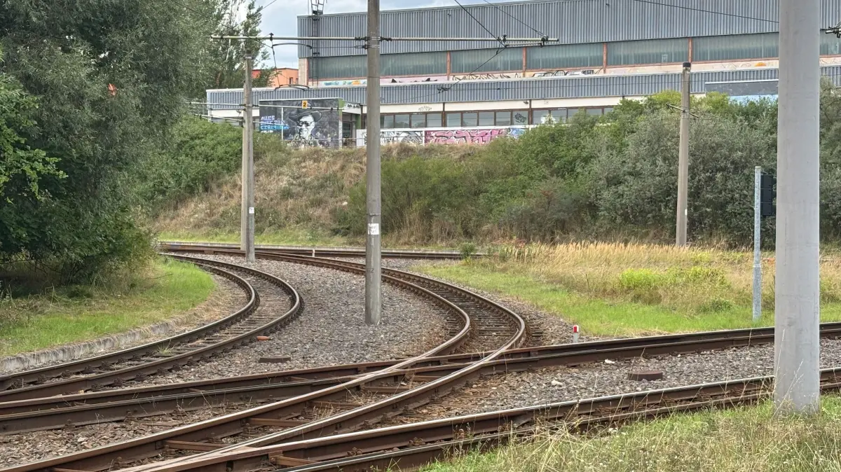 Straßenbahngleise in Neuberesinchen in Frankfurt (Oder)