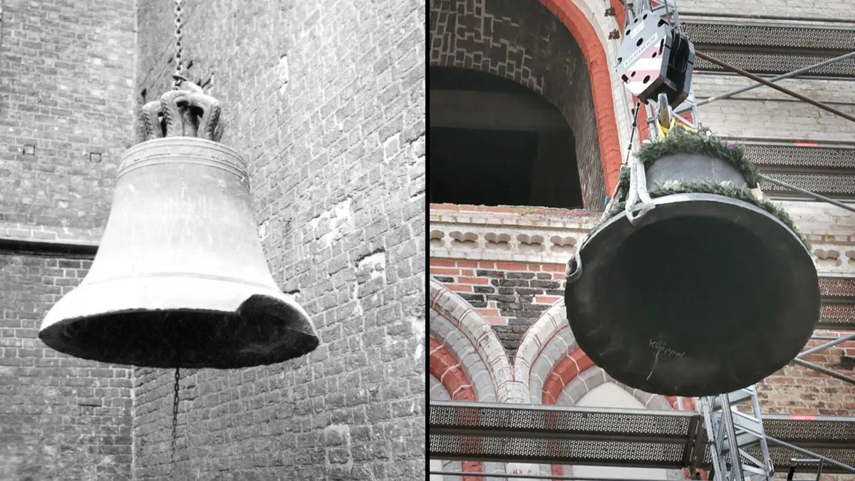 1942 ging die Glocke Maria das erste Mal auf Reisen (l.), 2014 kehrte sie repariert wieder an ihren angestammten Platz zurück.
