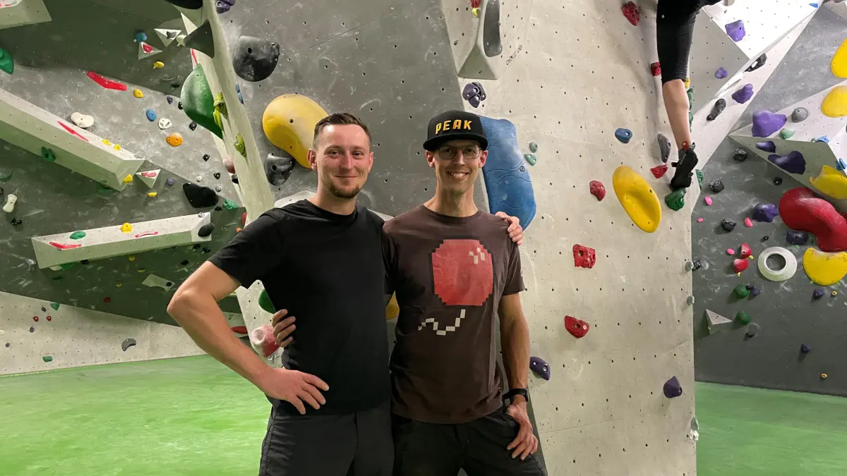 Boulderhalle in Wildau: Gidien Kirbs und Matthes Damm betreiben die Gämse an der TH Wildau seit zehn Jahren.