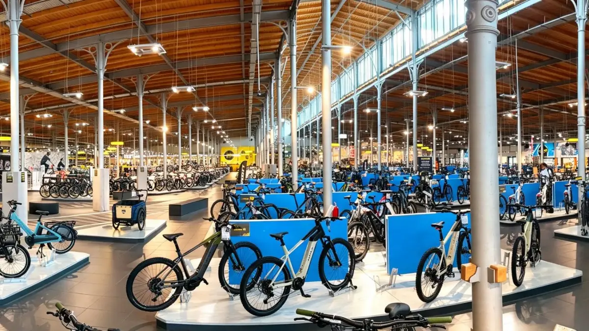 Rund 1500 E-Bikes und Fahrräder können in der Filiale Berlin Pankow begutachtet und Probe gefahren werden. Dazu gibt es Zubehör und einen großen Werkstatt-Bereich.