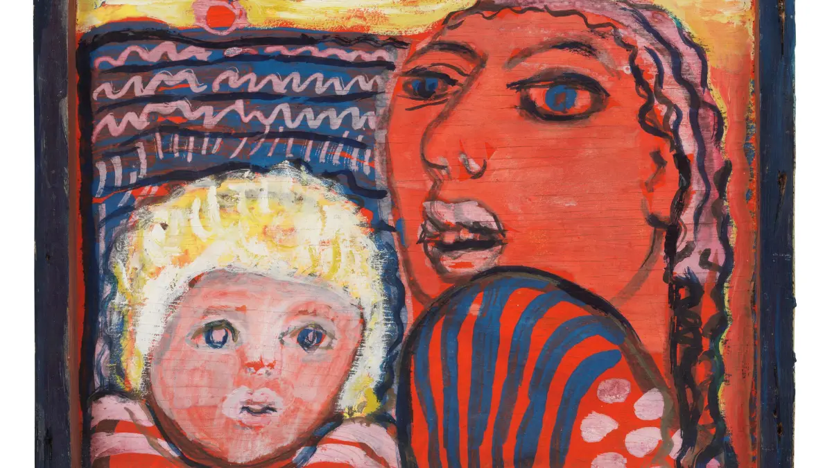 Annemirl Bauer, o. T., o. J., Öl auf Holz (Schublade), 38,5 × 40,5 cm, Annemirl Bauer Archiv © VG Bild-Kunst, Bonn 2026.