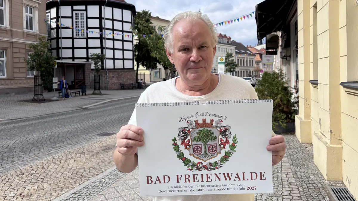 Das Wappen von Bad Freienwalde: Ansichtskartensammler Udo Schonert aus Bad Freienwalde hat für den Kalender 2027 der Tourismus GmbH historische Fotos zur Verfügung gestellt.