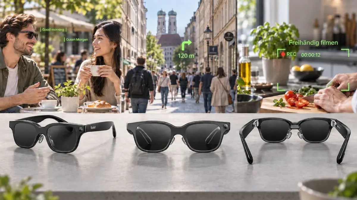 Rokid Smart Glasses. Übersetzen, navigieren, filmen – die Brille unterstützt in vielen Alltagsbereichen.