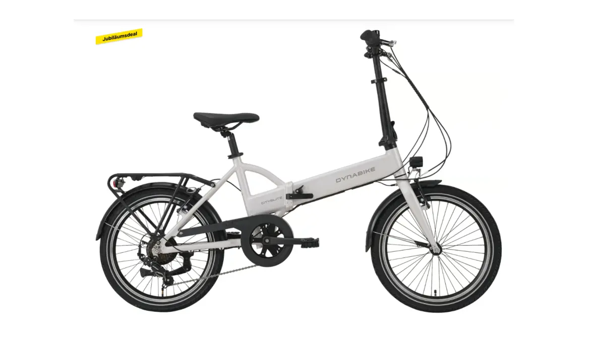 Dynabike Cityblitz E-Bike Faltrad 20 Zoll in Silber.