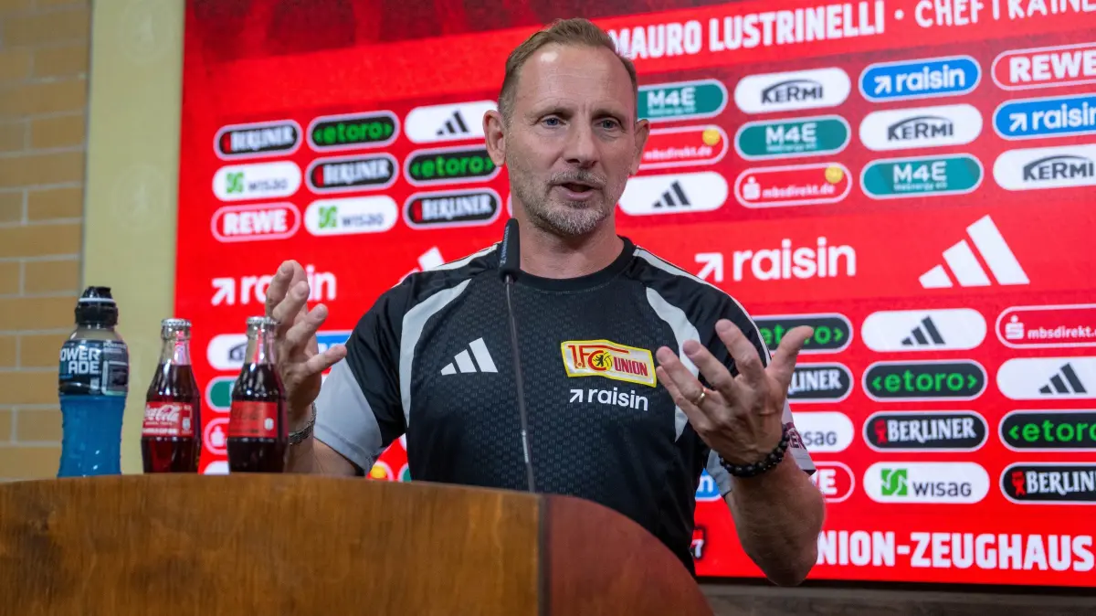 1. FC Union Pressekonferenz 2026/27: Fußball, Herren, Saison 2026/2027, 1. Bundesliga, 1. FC Union Berlin, Pressekonferenz, Trainer Mauro Lustrinelli (1. FC Union Berlin), 09.09.2026, Foto: Matthias Koch