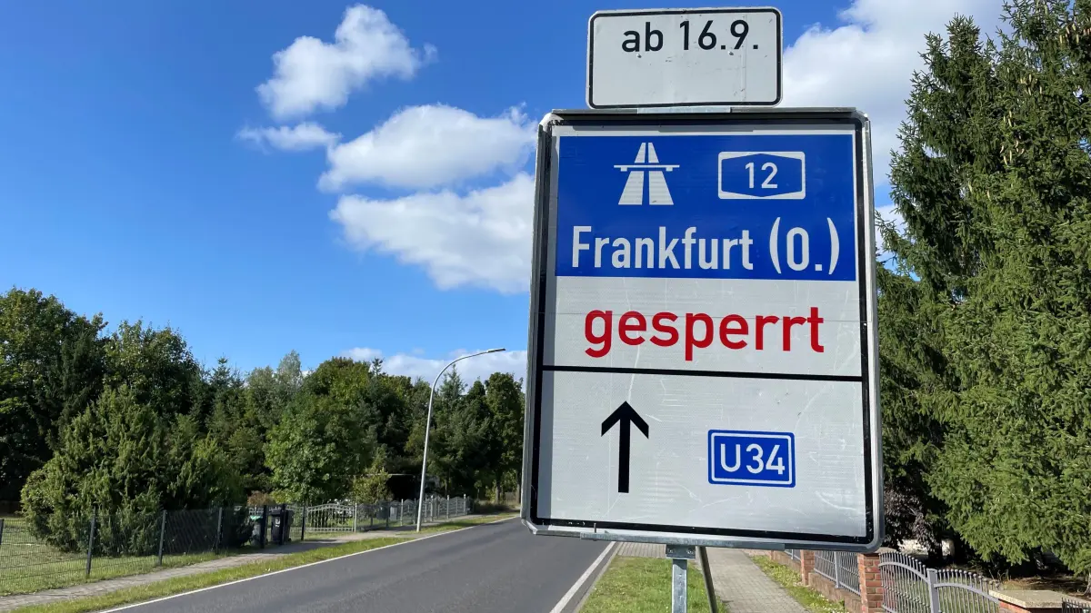 Ab Mittwoch (16. September) 19 Uhr wird die Anschlusstelle Fürstenwalde-West in Richtung Frankfurt (Oder) voll gesperrt
