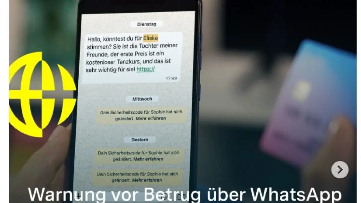 Screenshot einer Warnseite der Polizei in Baden-Württemberg: Gezeigt wird eine WhatsApp-Nachricht, die derzeit auch in Brandenburg umgeht.