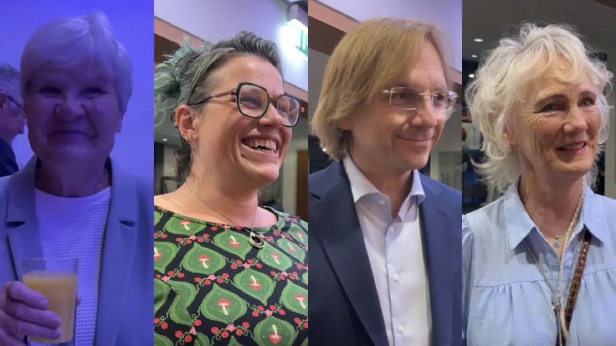 Der MOZ-Talk im Kleist Forum in Frankfurt (Oder) geht in die 50. Runde. Welche Gäste sich das Publikum in Zukunft wünscht. (v. l.) Regina Preuss, Anika Breetsch, Daniel Märkisch und Jutta Timm erzählen.