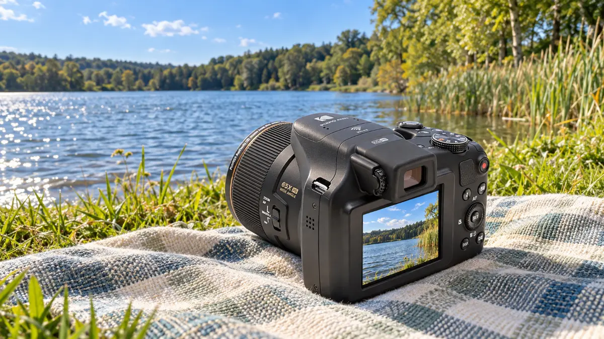 Kodak Pixpro AZ653. Bridgekamera mit fest verbautem Objektiv.