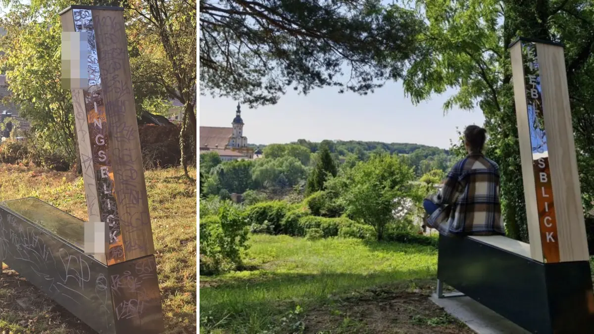 Lieblingsblick auf Kulisch Berg in Neuzelle von Vandalismus betroffen, auch Strafanzeige wegen des Verwendens verfassungsfeindlicher Symbole wurde gestellt