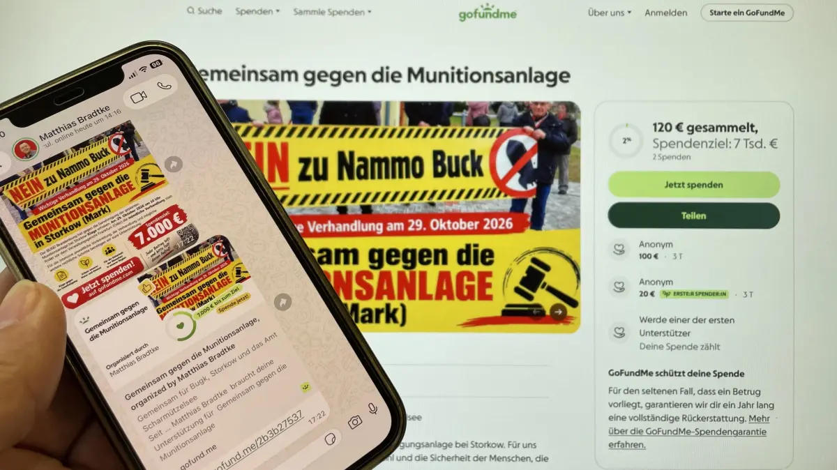Kommunalpolitiker Matthias Bradtke aus Storkow startet für die Initiative Nein zu Nammo Buck eine Gofundme-Spendenaktion unter der Überschrift „Gemeinsam gegen die Munitionsanlage“.