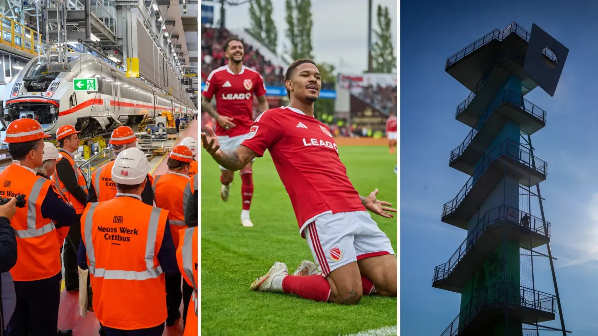 Cottbus-Highlights: ICE-Werk, FCE-Stürmer Justin Butler, Aussichtsturm am Ostsee