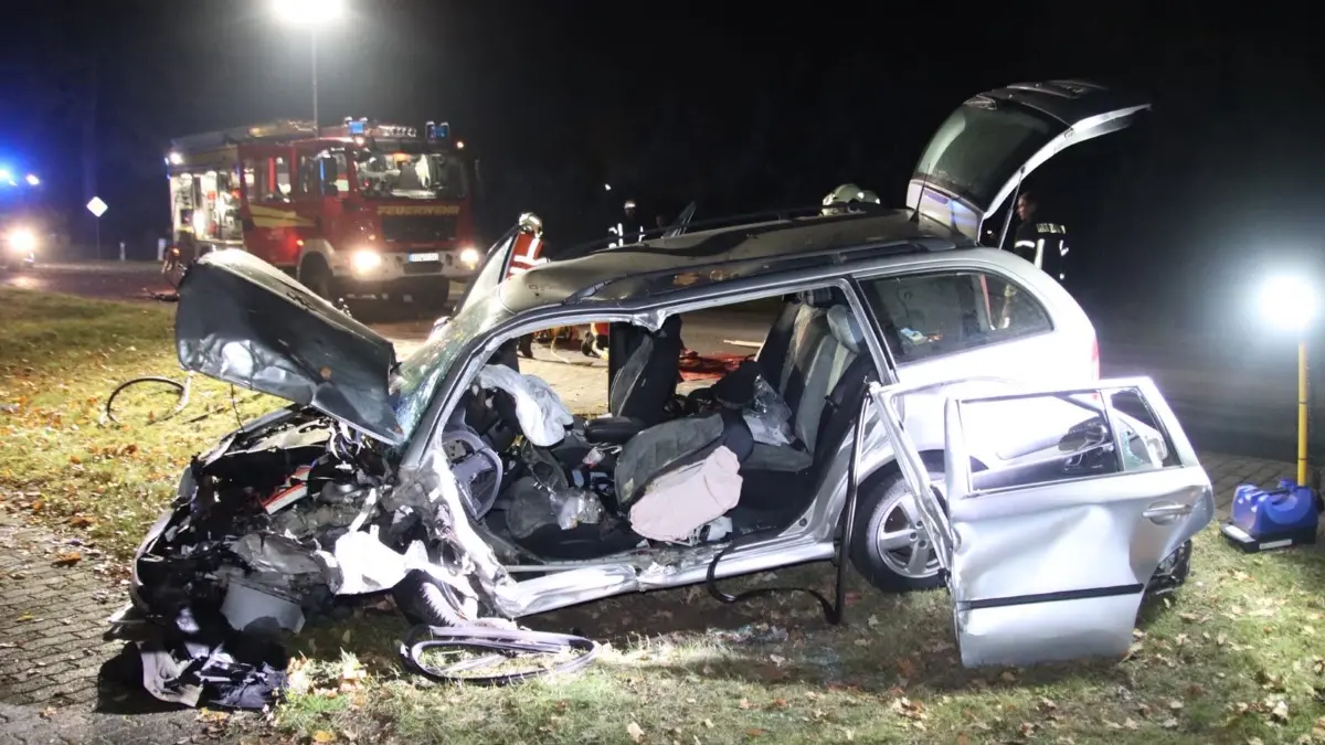 Unfall in Ahrensfelde-Blumberg: Auf der Bundesstraße B158 krachte ein Auto gegen einen Baum.