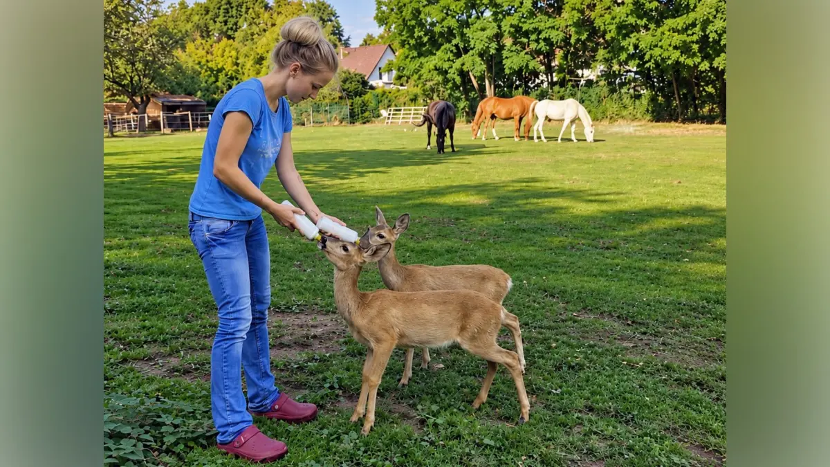 Zieht zwei Rehkitze per Flasche groß: Jana Feister