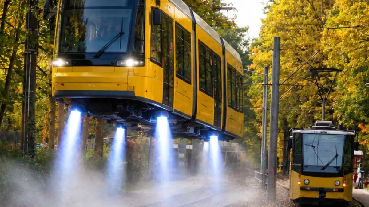 Die Straßenbahn in Strausberg hebt in einem KI-generierten Instagram-Post der Stadtwerke ab. Und das bleibt nicht ohne Resonanz