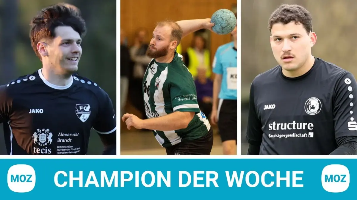 Fußballer Kevin Seliger, Handballer Tim Ermling und Fußballer Diego Lima De Mello (v.l.) sind die neuen Kandidaten für die Wahl zum Champion der Woche.