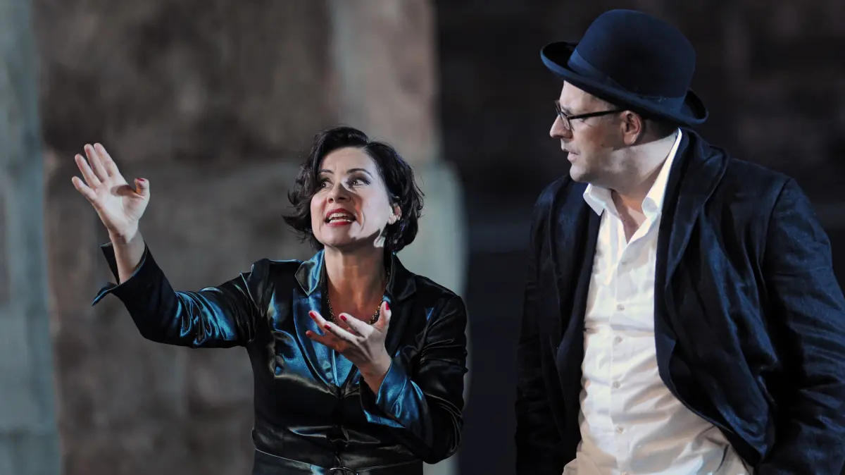 Von Oranienburg auf die Bühnen Deutschlands: Schauspielerin und Regisseurin Annett Kruschke (l., mit Stephan Schad 2013 bei den Festspielen in Bad Hersfeld)